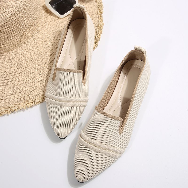 Shoes Foreign Trade Large Size Flat Shoes New Style Pointed Flying Woven Slip On Shallow Mouth Casual Slip On Shoes For Women_voghion.com