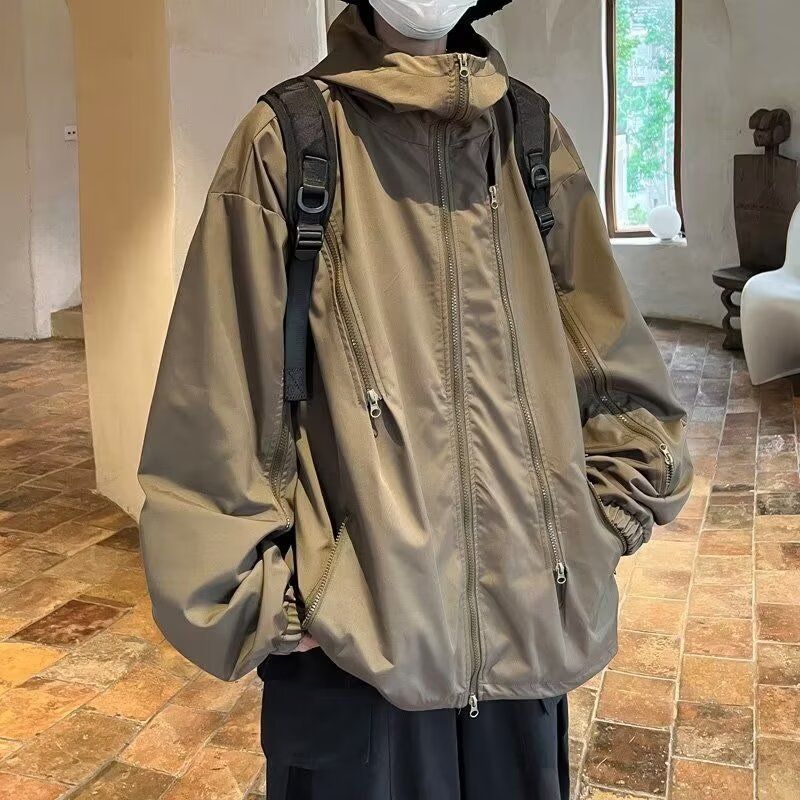 Personalized Drawstring Waterproof Jacket For Men, Trendy Outerwear, Assault Suit For Men_voghion.com