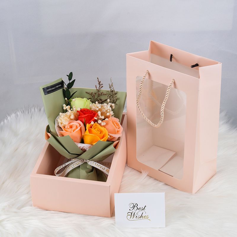 Christmas Valentine's Day Christmas Gift 7 Soap Flowers Handbag Simulated Carnation Roses Starry Sky Dried Flowers_voghion.com
