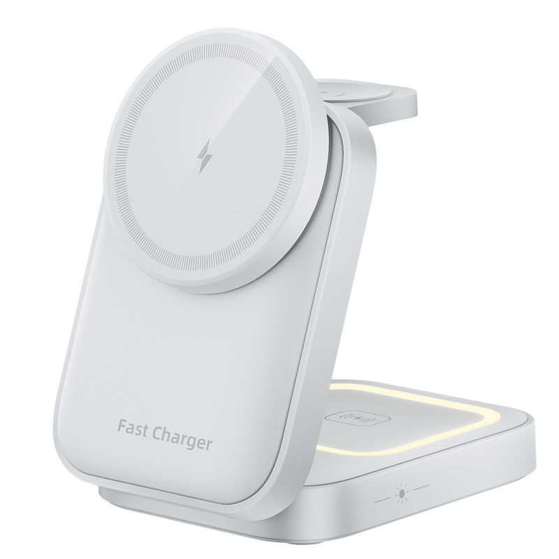 Cross Border Popular Rotating Folding Magnetic Three In One Wireless Charger Suitable For Fast Charging 15W Wireless Charger_voghion.com