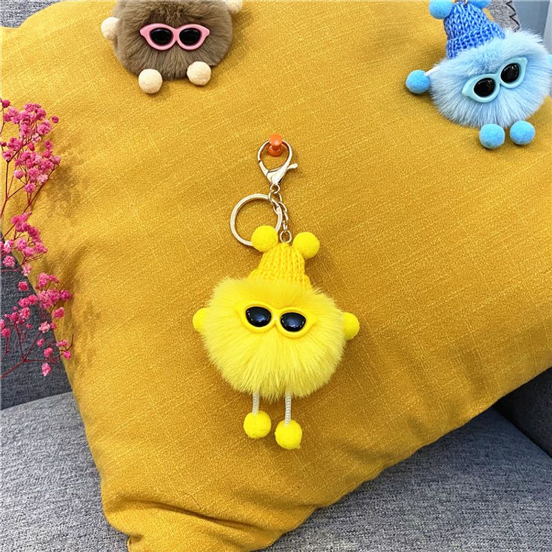 Bag Charm Celebrity Small Coal Ball Keychain Cute Cartoon Plush Bag Fur Ball Doll Pendant Car Key Chain Ring Accessories_voghion.com
