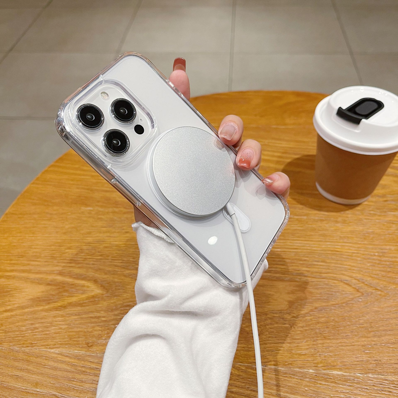Adequado para iPhone 15 Transparente MagSafe Apple 14 Telefone 13 Promax Rígido 12 Capa Magnética XSmax_voghion.com