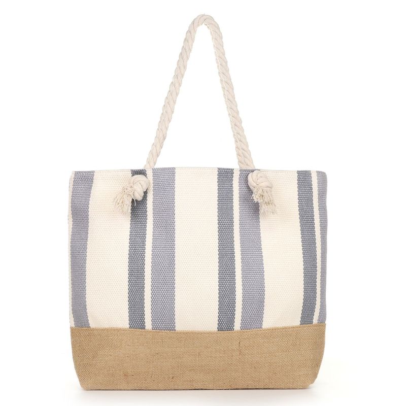 Borsa da spiaggia a tracolla grande da donna, nuova 2024, in tela a righe verticali_voghion.com