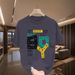 Large Short Sleeved T-shirt Printed Half Sleeve 2025 Summer New Style Trendy Brand Pure Cotton Round Neck Casual Wear_voghion.com