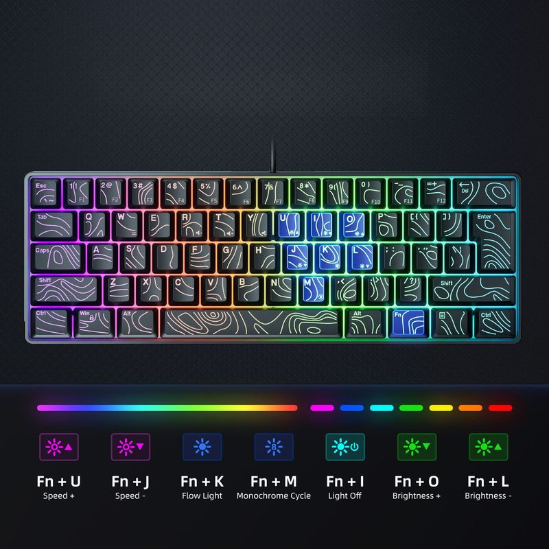 G61 Contour Keycap Transparant Toetsenbord RGB Lichtgevend Compact Membraantoetsenbord Desktop Computer Toetsenbord Fabriek_voghion.com