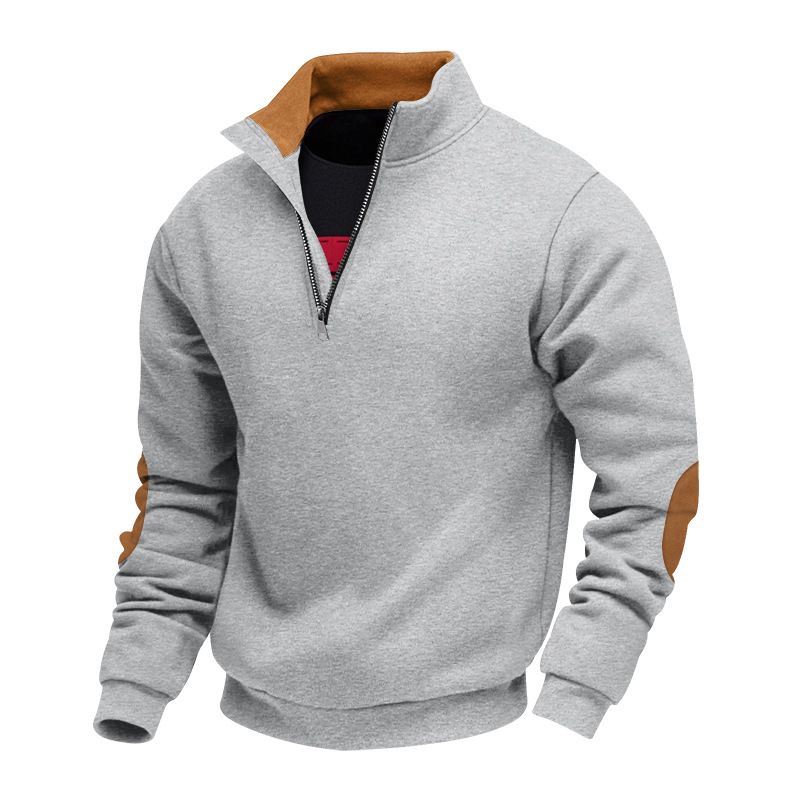Felpa con collo alto e mezza zip da uomo - Stile retrò casual per primavera e autunno - Giacca in pile slim fit_voghion.com