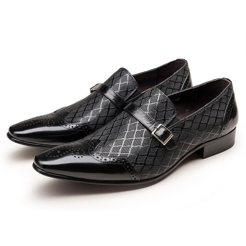 Aofu Footwear 4007 20251215 Batch New Men's Business Buckle Square Head Set Foot Leather Shoes Men_voghion.com