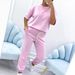 Lässiges, bedrucktes Kurzarm-Lounge-Set für Damen, bequeme, dehnbare Polyesterhose und passendes Oberteil für den Sommer, Übergrößen erhältlich_voghion.com