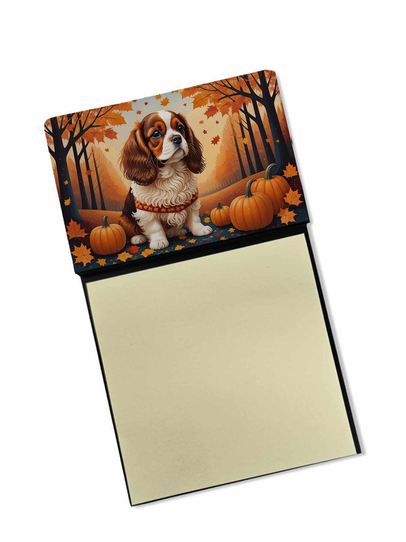 NEW Cavalier Spaniel Fall Sticky Note Holder Refillable Dispenser Self-Sticky Note Pads, Memo Pads Blank Desk Accessories_voghion.com