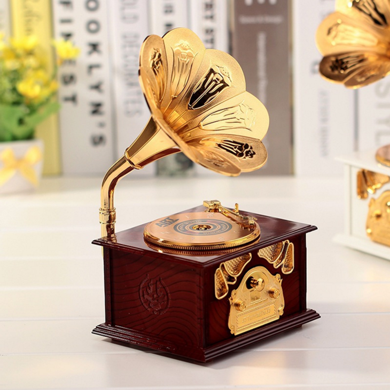 Europäischer Plattenspieler, Phonograph, Spieluhr, Dekoration für das Homeoffice, Ornament, Geburtstagsgeschenk_voghion.com