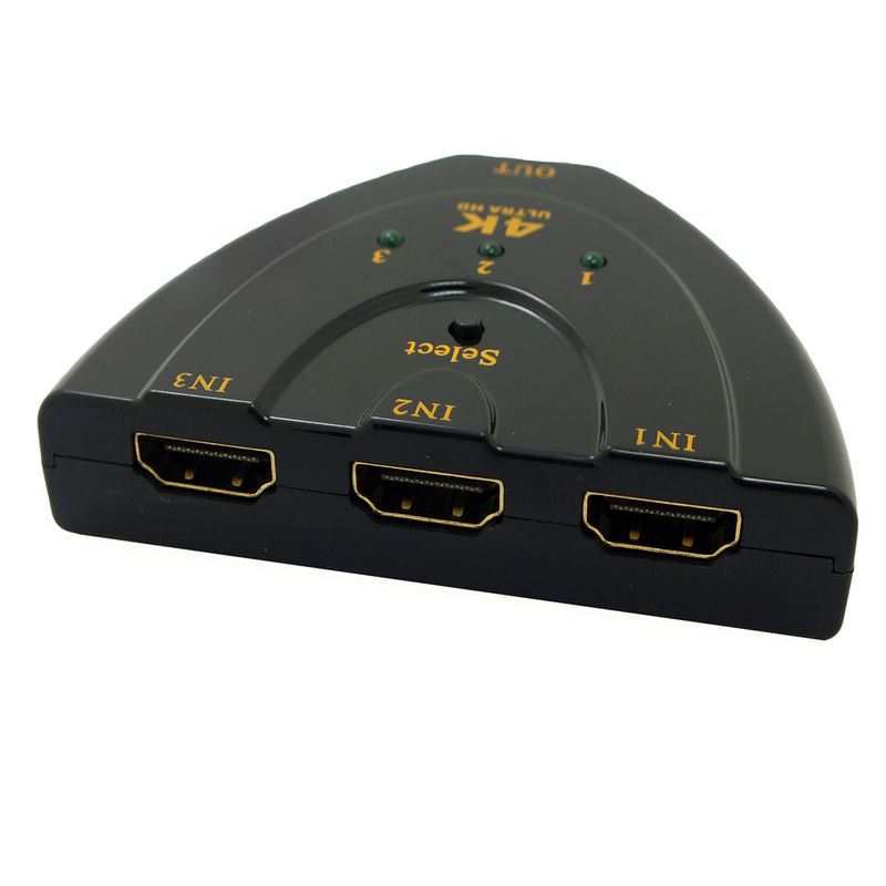 Mini 3 prievadų HDMI jungiklis 4K * 2K 3D, komutatorius HDMI skirstytuvas 3 į 1 išvesties prievadų šakotuvas 1.4b 4K DVD HDTV Xbox PS3 PS4 1080P_voghion.com