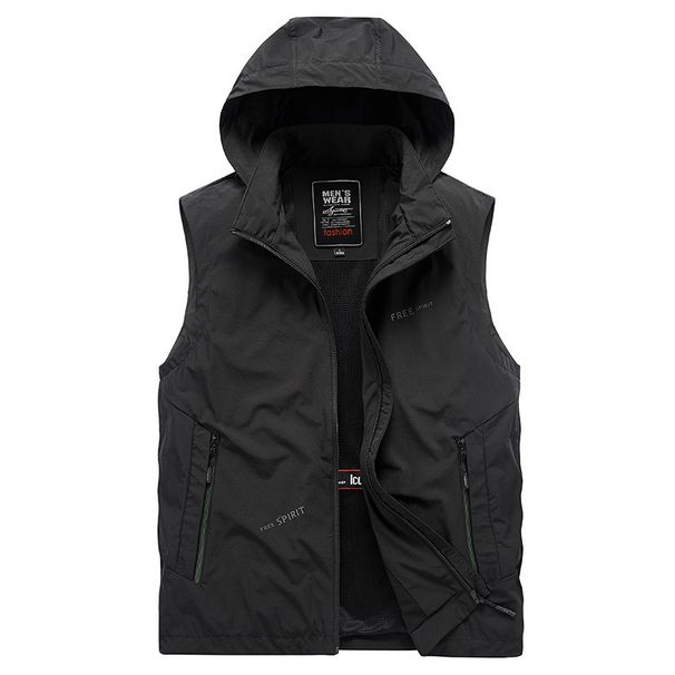 Colete masculino leve – Jaqueta sem mangas de secagem rápida para atividades ao ar livre com vários bolsos (M-5XL, cinza/preto/cáqui)_voghion.com