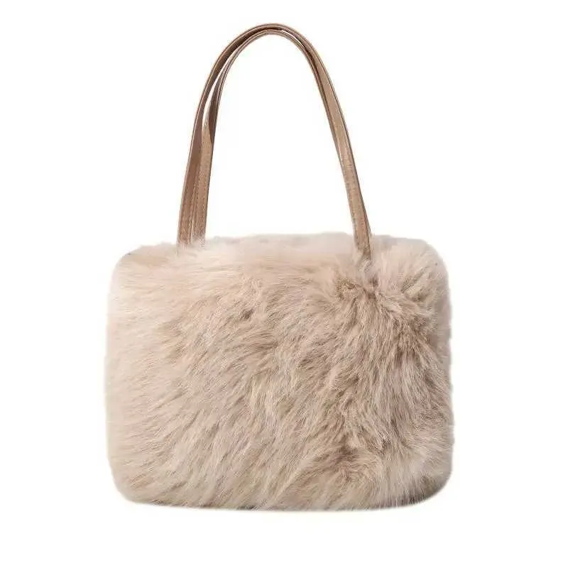 Sac à bandoulière simple en peluche à la mode pour l'hiver, grande capacité, minimaliste, pour fille, NEWC241214_voghion.com
