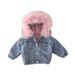 Kleinkind Mädchen Kleidung kleine und mittlere kinder kinder verdickt samt jeansjacke für jungen mit großen pelz kragen baumwollmantel_voghion.com