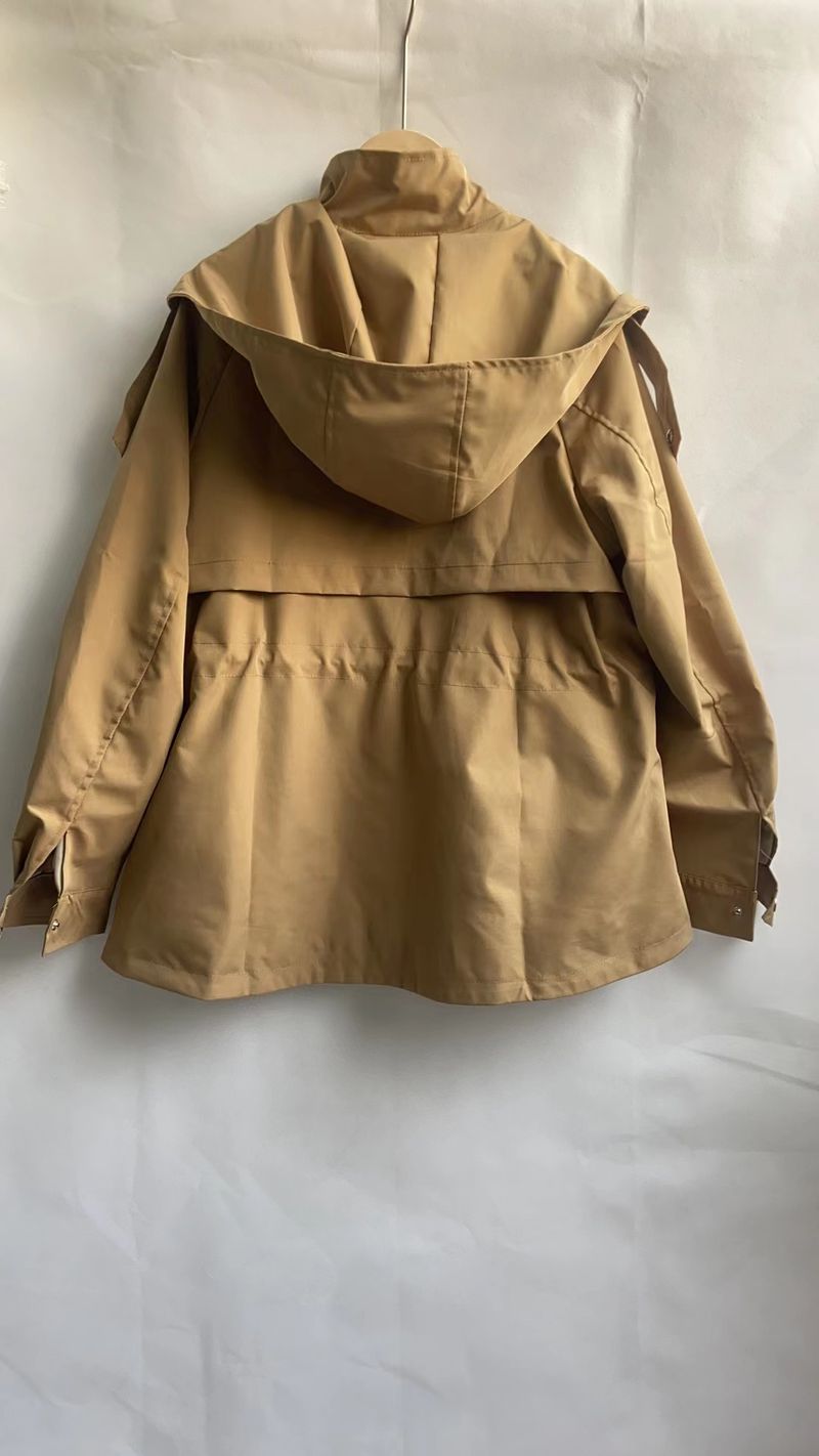 Herbst Koreanische Mode Casual Graben Mantel Stehkragen Mit Kapuze Lange Hülse Frauen Jacke Kordelzug Schlank Wasit Alle-spiel_voghion.com
