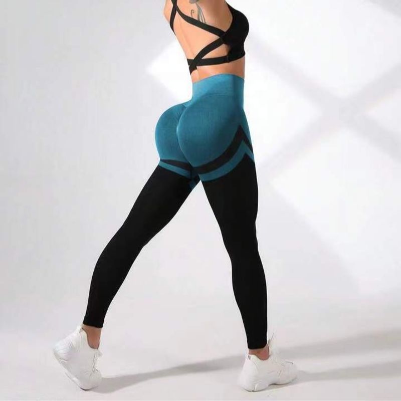 Seamless Striped Peach Yoga Butt-Lifting Tight Quick-Dry High-Waist Outdoor Sports Fitness Long Pants For Women_voghion.com
