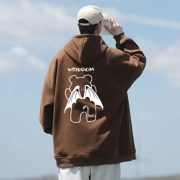 Herenkleding sweatshirt Cartoon print losse capuchon sweatshirt casual heren sweatshirt pullover_voghion.com