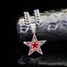 Men Fashion Jewelry Full Diamond Blue Five Pointed Star Necklace Personality Hip Hop Pendant Single Pendant_voghion.com
