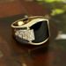 Longrui Hot-selling Jewelry New Gold Wide-faced Black Diamond Men's Ring Fashion Hip-hop Full Diamond Ring_voghion.com