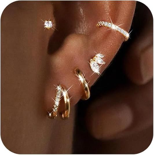 Set di gioielli da donna, in ottone dorato autentico, placcato in oro, con intarsi in zircone, lussuoso e di alta qualità, versatile set di orecchini da donna._voghion.com