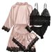 Luxuriöses 4-teiliges Dessous-Set – Spitzenhemdchen und Strumpfgürtel in Übergröße – Sexy Nachtwäsche für Damen (S-XXL, 7 Farben)_voghion.com