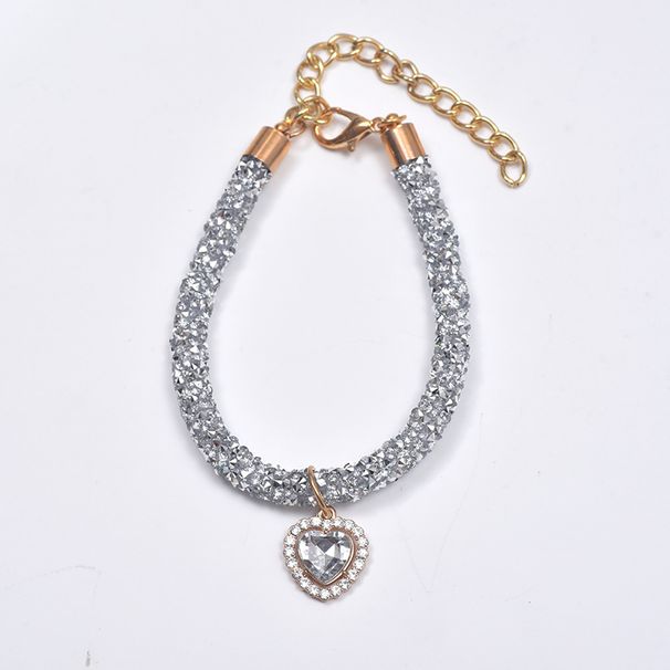 Collana con ciondolo a forma di cuore di diamanti per animali domestici, collare multicolore per gatti e accessori con catena di strass per cani_voghion.com