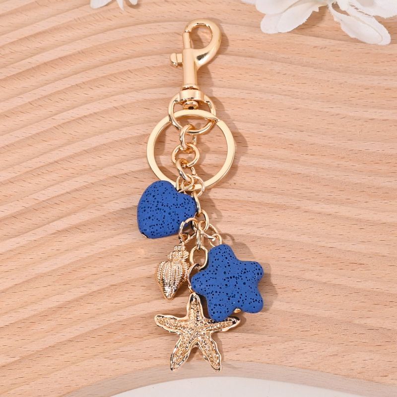 Volcanic Stone Heart Star Conch Starfish Pendant Keychain Fashion Bag Car Hanging Ornament_voghion.com