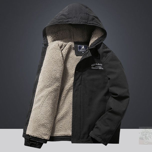 Herren-Baumwolljacke mit Fleecefutter und Kapuze – warmer Winter-Arbeitsmantel mit Sherpa-Futter, Reißverschluss, lässige Oberbekleidung für den urbanen Stil_voghion.com
