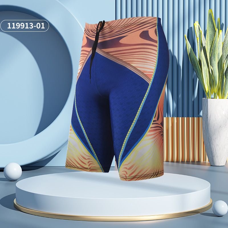 Men's Trunks Five-Point Anti-Embarrassment Digital Print Boxer Swimwear Long Leg Quick-Dry Professional Swim Shorts_voghion.com