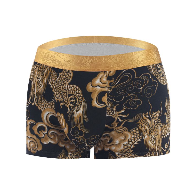 New2024 high-end Men's underwear with dragon pattern pattern, lifting buttocks in large size, comfortable seamless, soft and flat  corners_voghion.com