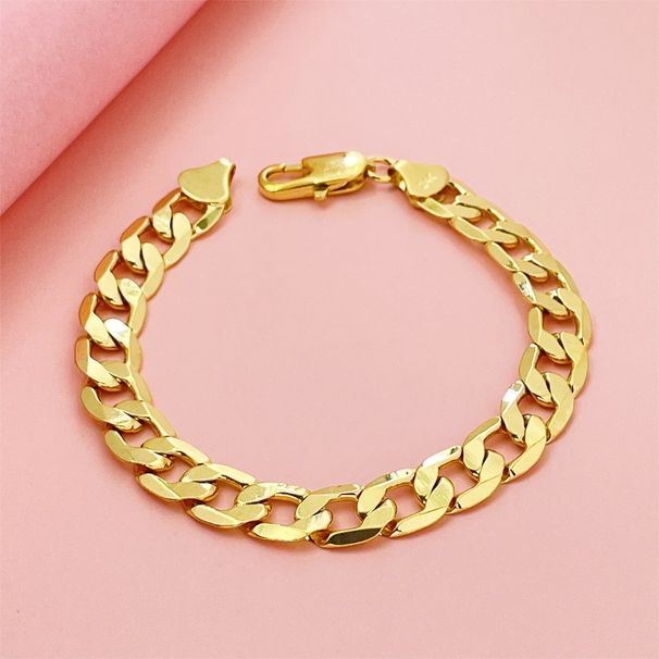 Bracciale placcato oro 8 mm catena cubana laterale dritta_voghion.com