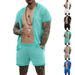Aushöhlen Durchsichtig Cool Casual Dünne Oberbekleidung Herren Kurzarm Shorts Set_voghion.com