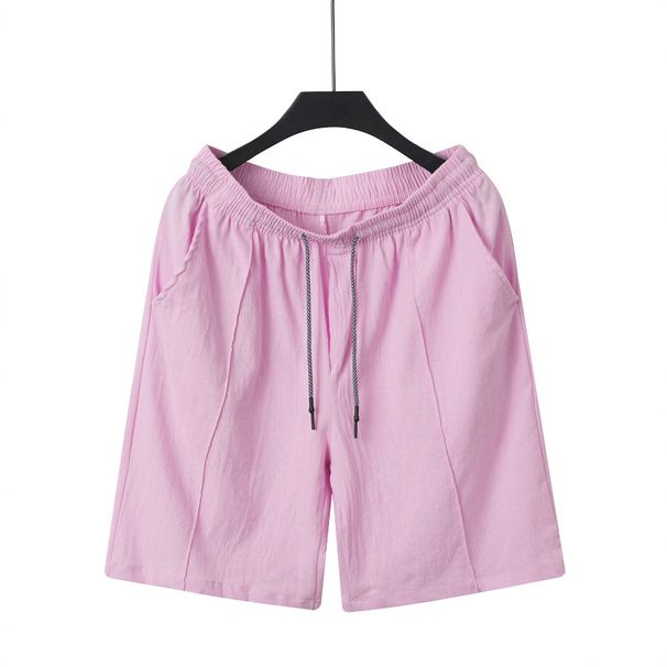 Pantalones cortos de lino con cordón para hombre - Pantalones cortos cargo informales de verano para playa, viajes y actividades al aire libre - Mezcla de lino y algodón transpirable_voghion.com