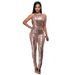 Damkläder Rundhalsgrimma Ärmlös höftlindad paljetterad jumpsuit One Piece Dropshipping_voghion.com