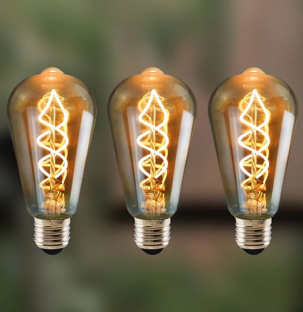 Glitzerlife Edison Glühbirne E27 LED Vintage - 3ER Dekorative Leuchtmittel 4W LED Spiral Filament Lampen 2200K WarmWeiß Licht Antike Glas Glühlampe Nicht Dimmbar_voghion.com
