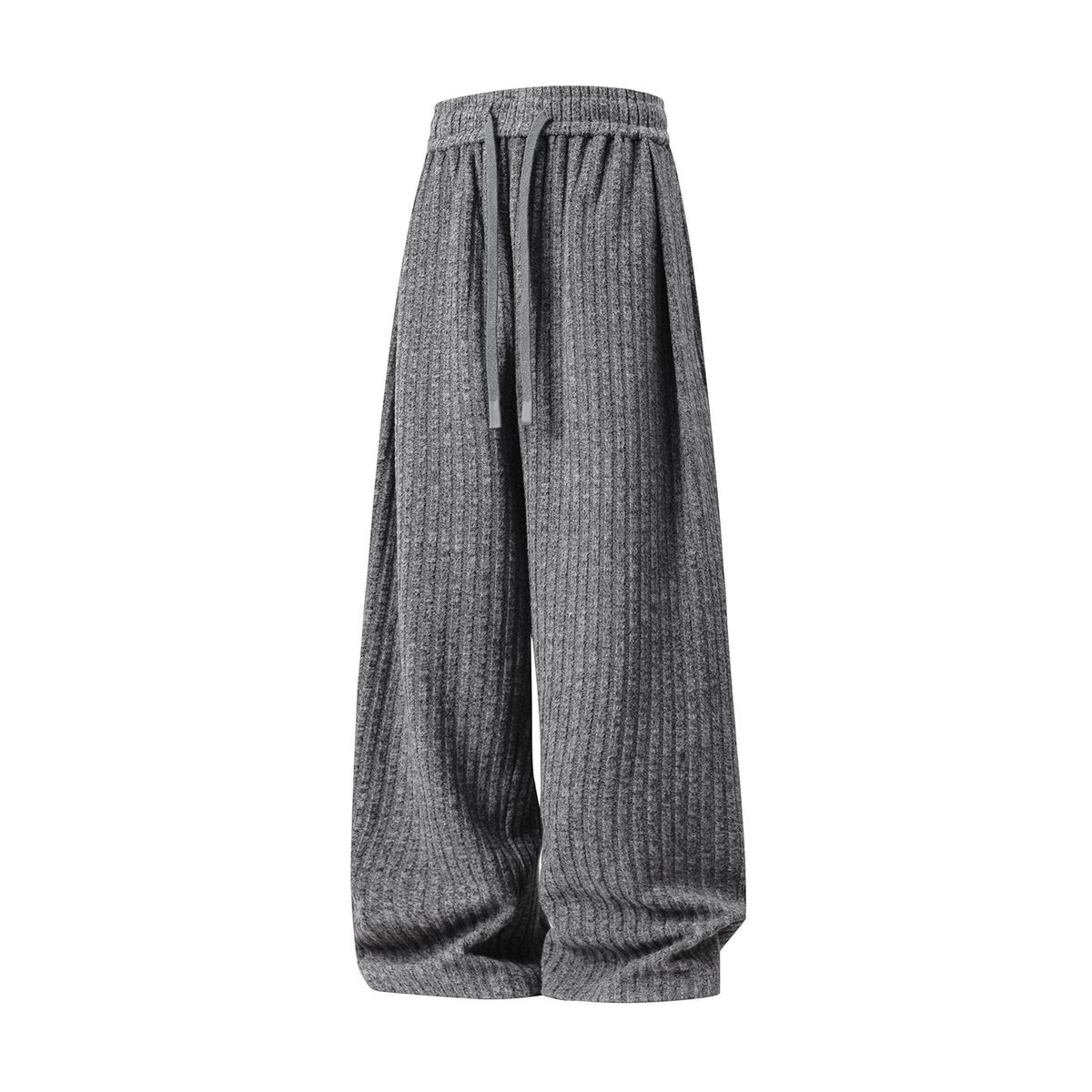 Herren-Jogginghose aus strukturiertem Fleece mit tiefem Schritt und Plissee-Design – entspannte Passform, schwerer Stoff, Streetwear-Freizeithose für den Herbst (Grau/_voghion.com