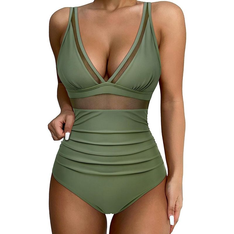 Vêtements pour femmes froncés dos nu mince fille chaude vacances une pièce maillot de bain sexy bikini femmes_voghion.com