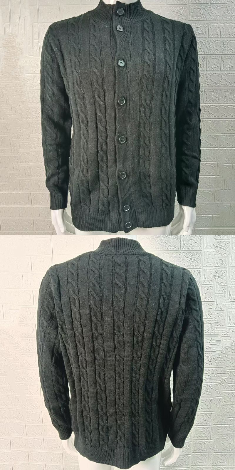 ​​Men’s Slim Fit Cable Knit Sweater – Semi-Turtleneck Pullover | Winter Casual & Stylish (Gray, Khaki, Black)​​_voghion.com