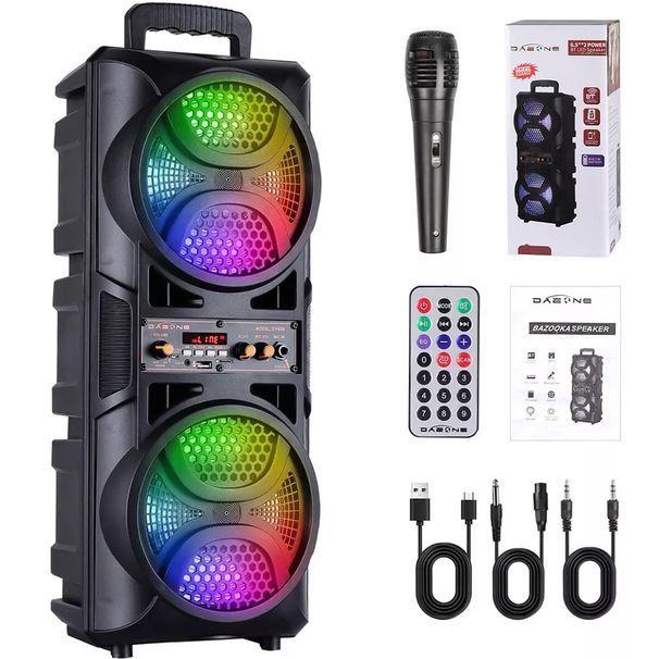 6000W Portable Bluetooth Speaker Sub Woofer Heavy Bass Sound System Party+Mic_voghion.com