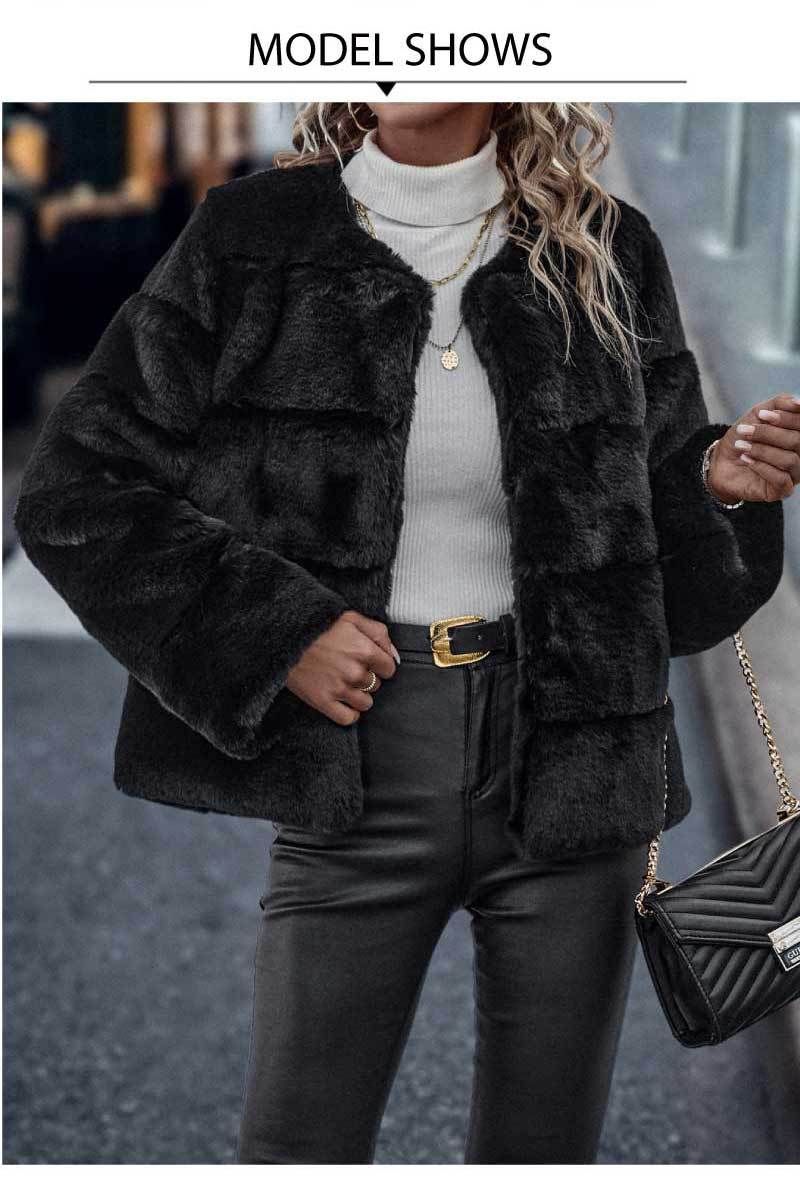 Freizeitmantel aus Pelzimitat für Damen_voghion.com