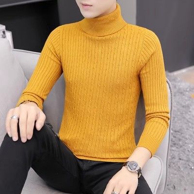 Herrenbekleidung Herbst und Winter Laufvolumen Pullover Herren Pullover mit hohem Kragen Neuer Blumenpullover Lässiger Strickpullover Unteres Linienpullover Spot_voghion.com