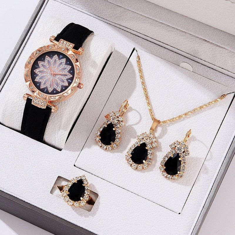 Set od 5 komada Niche Fashion Versatile Quartz satovi s tri oka, čeličnim remenom_voghion.com