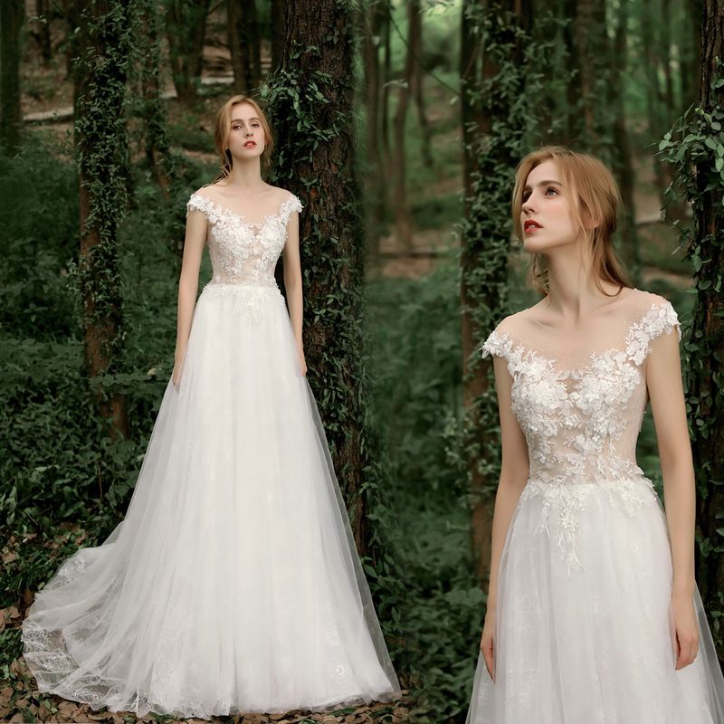 Robe de mariée en dentelle pour femme, tenue de soirée, nouvelle collection été, robe de mariée légère, style forêt, à la mode_voghion.com