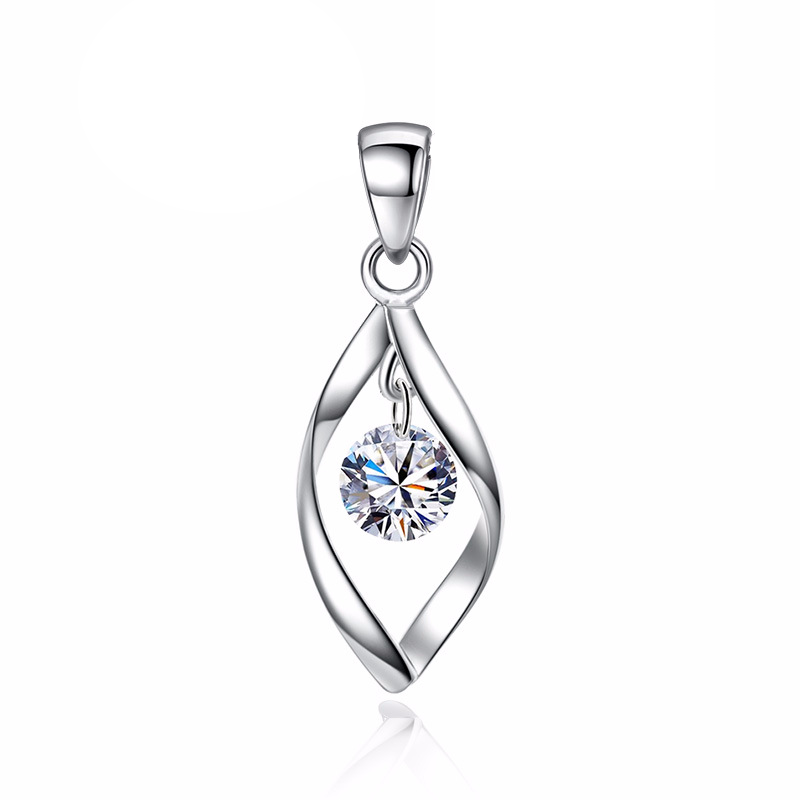 Einfache Sier Schmuck Rotierenden Liebe Temperament Für Frauen Zirkon Twist Mode Halskette Anhänger_voghion.com