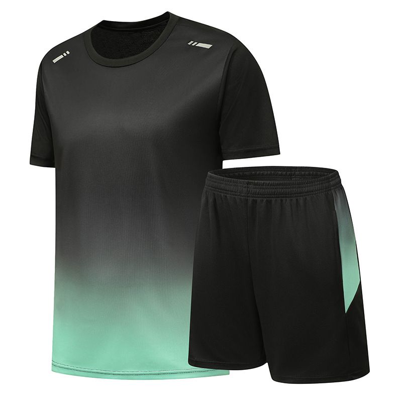 Herrenbekleidung Sportanzug Schnelltrocknender Sommer Atmungsaktiver Fitness-Trainingsanzug Sportbekleidung Herren Lässig Locker Herren Rundhals Dünner Stil_voghion.com