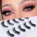 Conjunto de cílios postiços 5 pares naturais multicamadas haste dura cílios postiços curvados tridimensionais cinco pares de hastes pretas_voghion.com