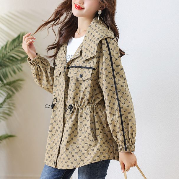 Damen-Trenchcoat in Übergröße, lässig, mit Kapuze, langärmlige Karojacke mit Gürtel für Frühling und Herbst_voghion.com