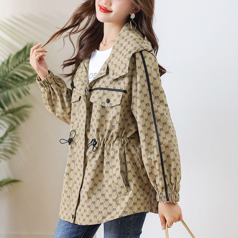​​Damen-Trenchcoat in Übergröße, lässig, mit Kapuze, langärmlige Karojacke mit Gürtel für Frühling und Herbst​​_voghion.com