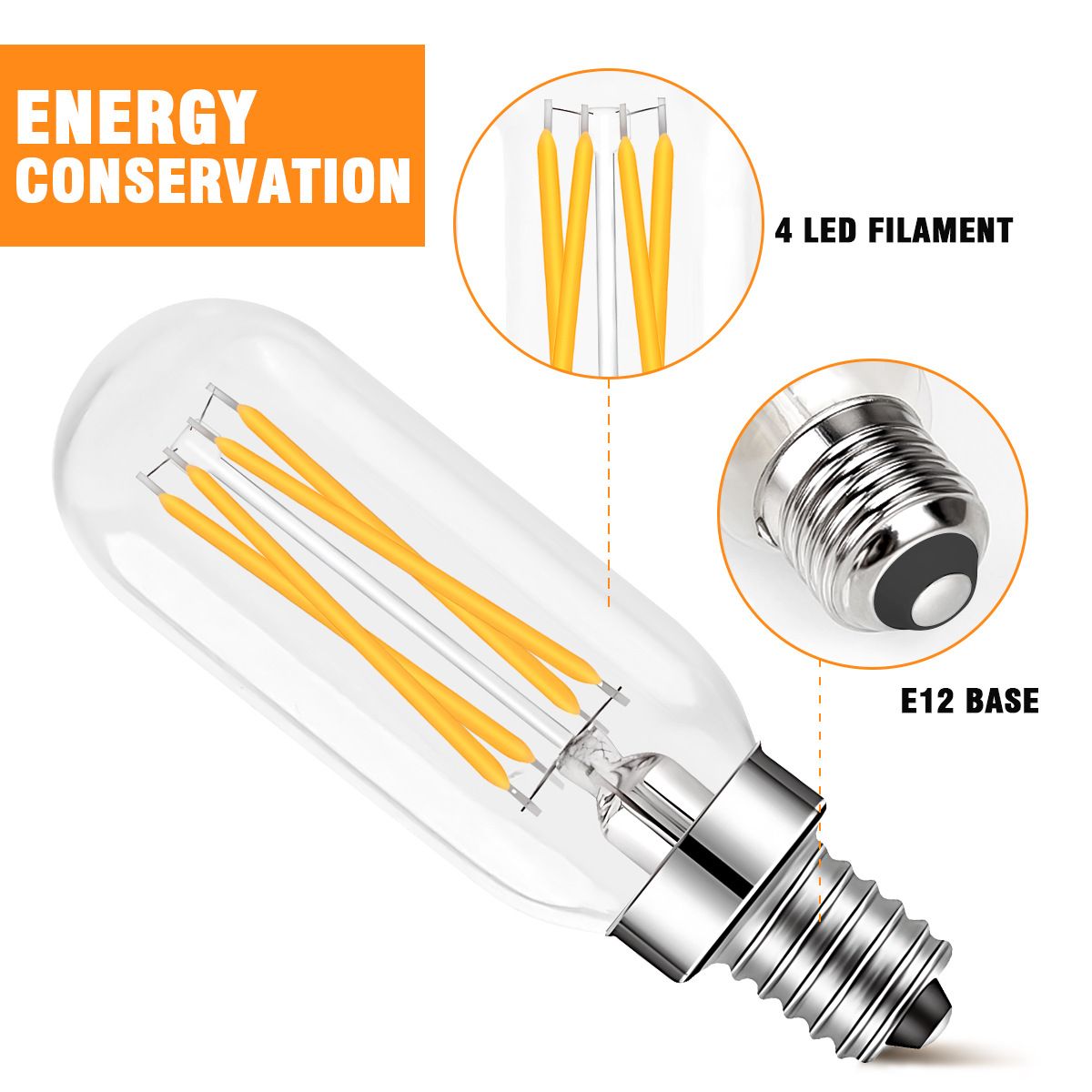Ampoule à filament LED T25 - Culot E12 Edison Vintage, bicolore (ambre 2 200 K et blanc chaud 2 700 K), intensité variable, verre incassable_voghion.com