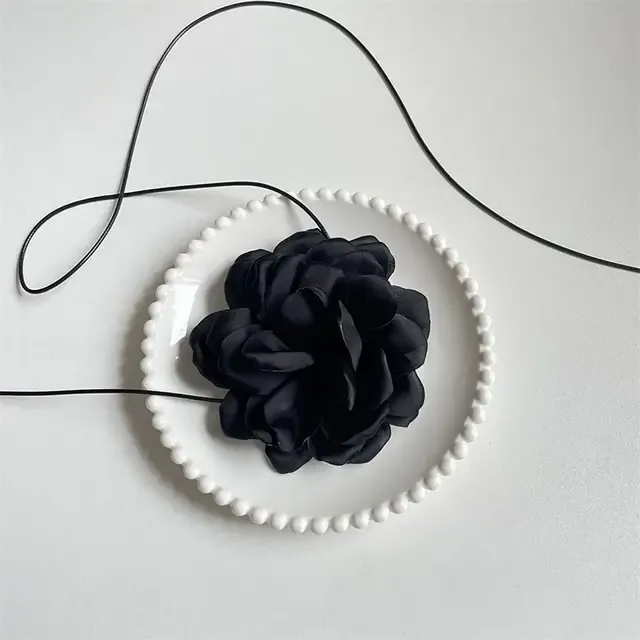 Moda con lunga corda regolabile grande wer romantico rosa collana girocollo stile francese accessori per il collo_voghion.com